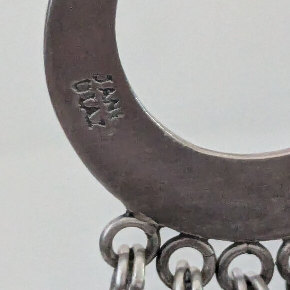 JANE DIAZ Dancing Paillette 925 Silver Circular Dangle Disc Pierced Earrings - Picture 9 of 9